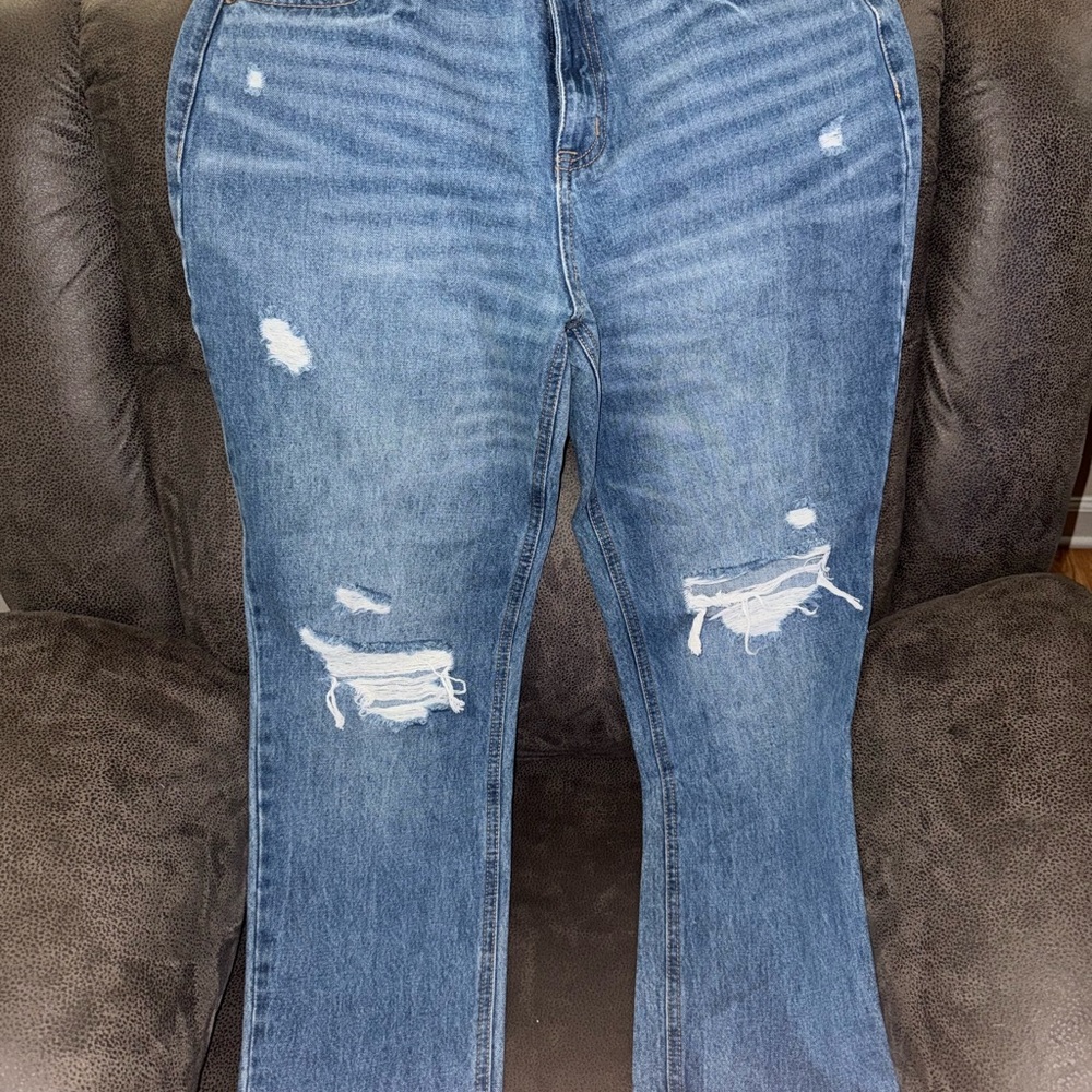 Aeropostale Blue Ripped Straight Leg Jeans